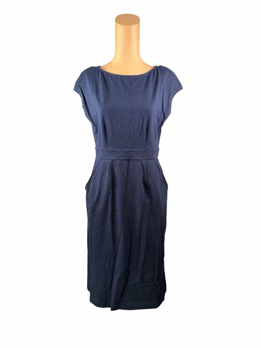 BODEN Navy Blue Cap Sleeve Midi Dress with Pockets